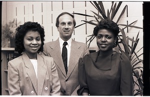 Dr. Horwitz is pictured with then O U business students Pipier Scott and Sonya Roberts. 