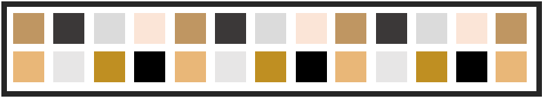 Two rows of black and gold-scheme colored squares