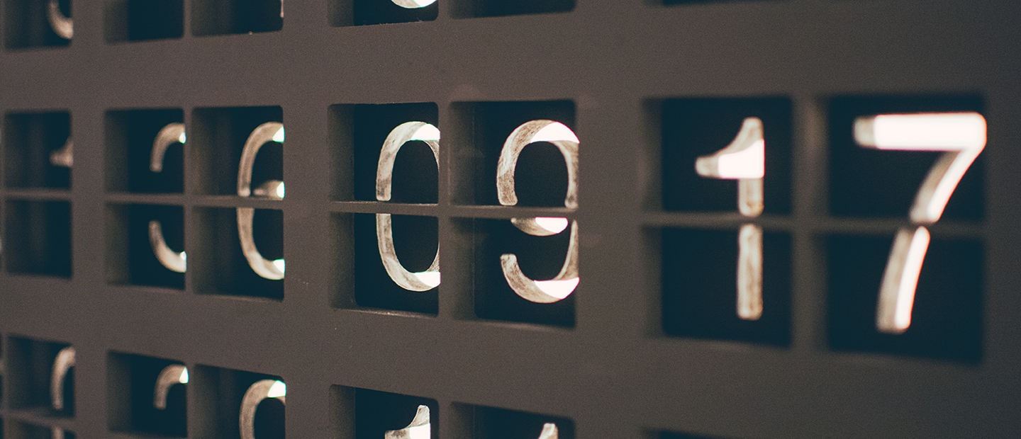 Assorted number displayed in rows on a board