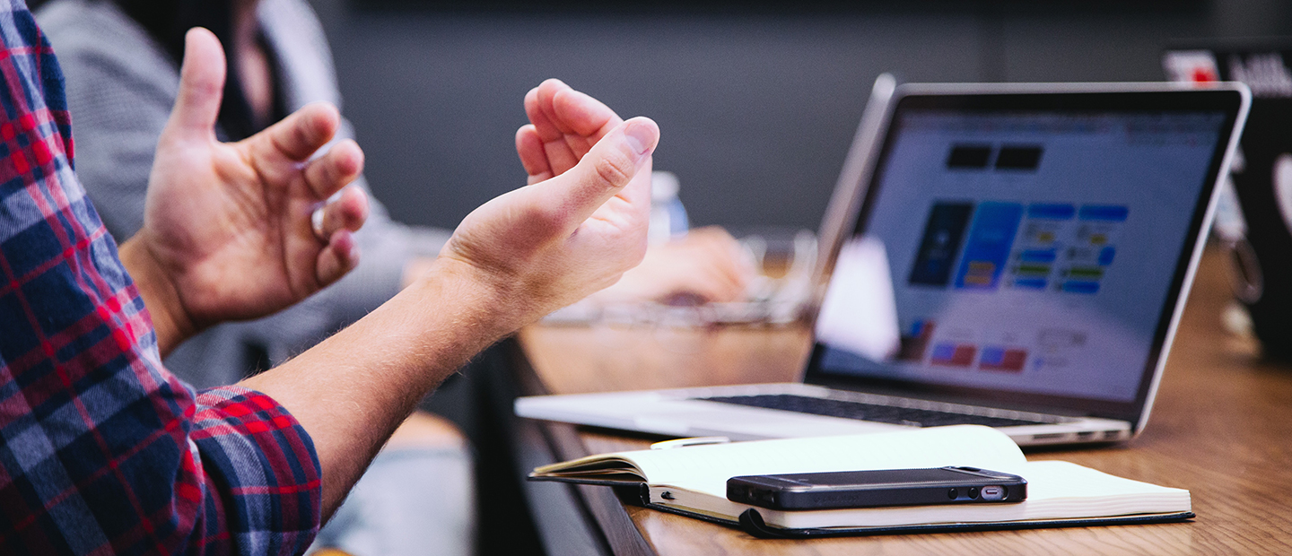 Hands explaining and going through a discussion