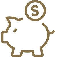 Finances Icon - Piggy bank with coin