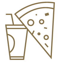 Icon of a slice of pizza and a soft drink