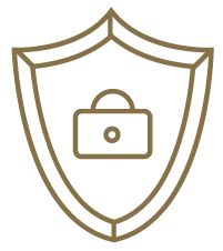 Icon of a shield with a lock in the middle