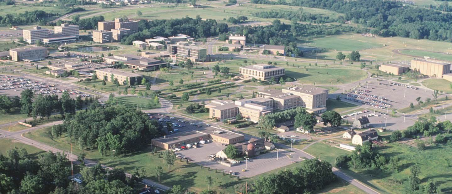 An aerial photo of Oakland University's campus.