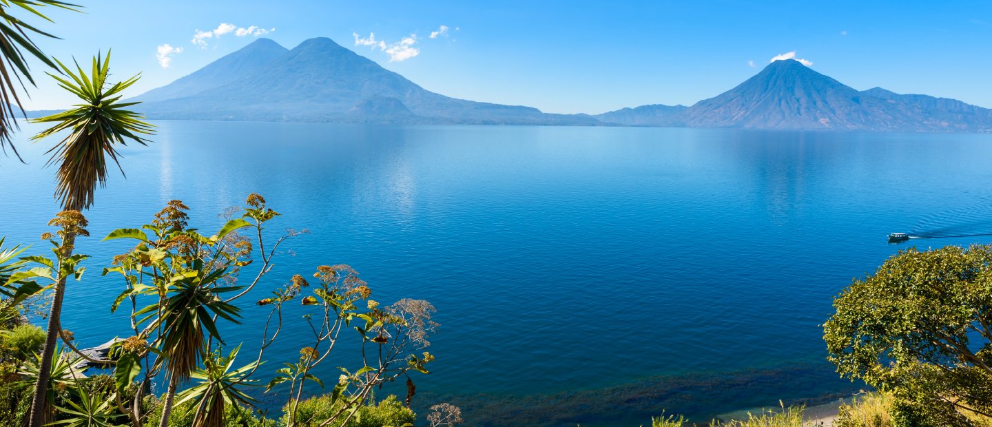 Freshwater ecology in Guatemala A lake with mountains in the background in Guatemala.