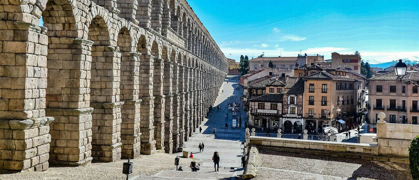 An aquaduct in Segovia, Spain.