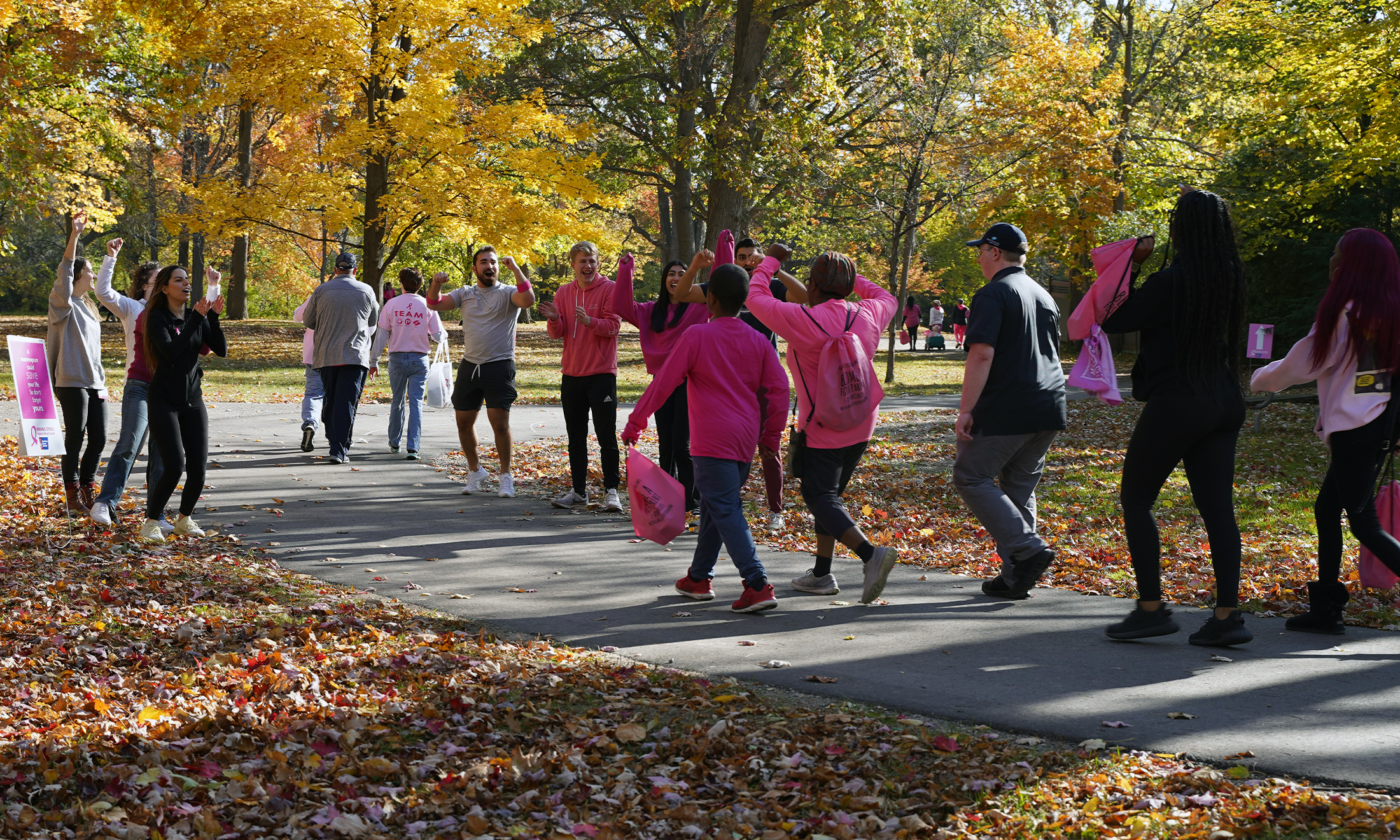 An image of students at the Making Strides Against Breast Cancer event in October 2022