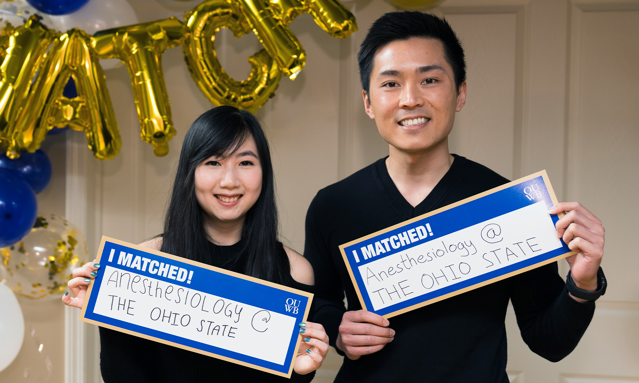 An image of two OUWB students who successfully matched as a couple