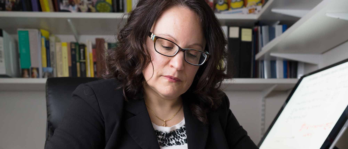 A woman working at a desk