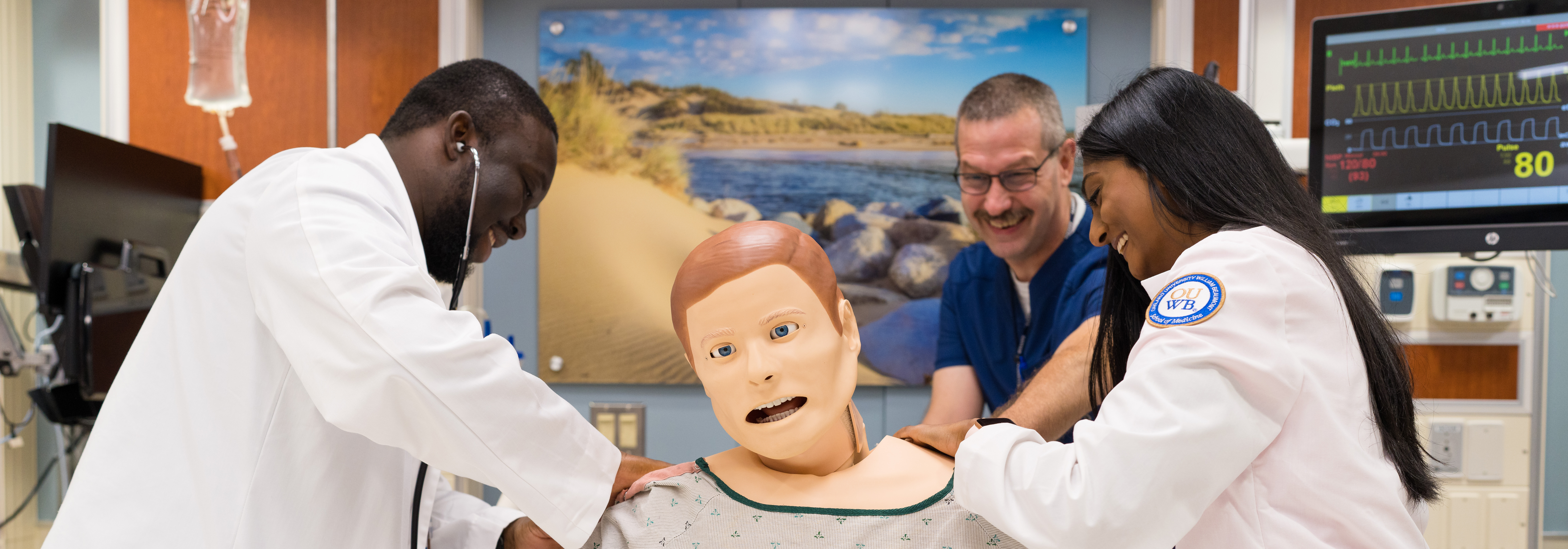 An image of students in OUWB's Clinical Skills Center