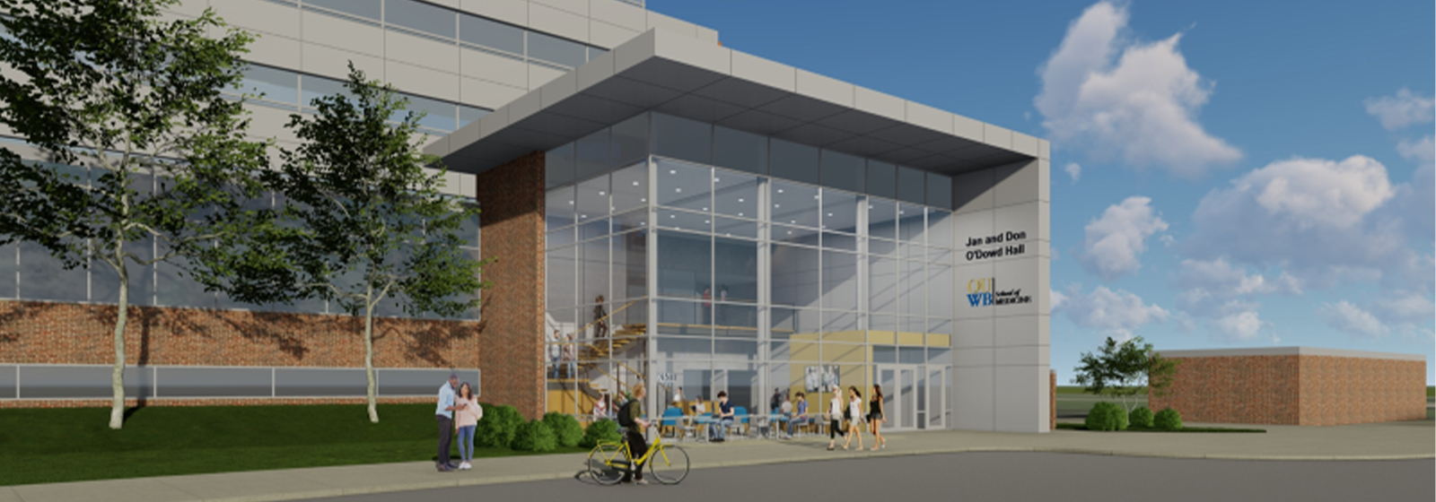 An artist rendering of what the new entrance to O'Dowd Hall might look like