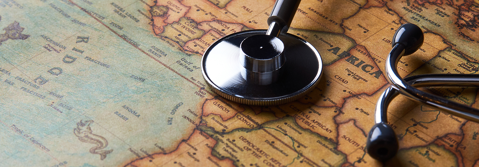An image of a stethoscope on a map