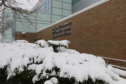 OUWB building in snow on Nov. 11, 2019.