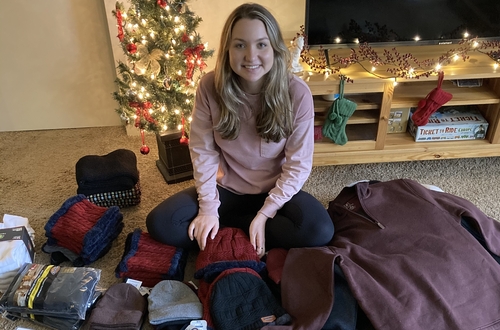 An image of a student who led a winter clothing drive