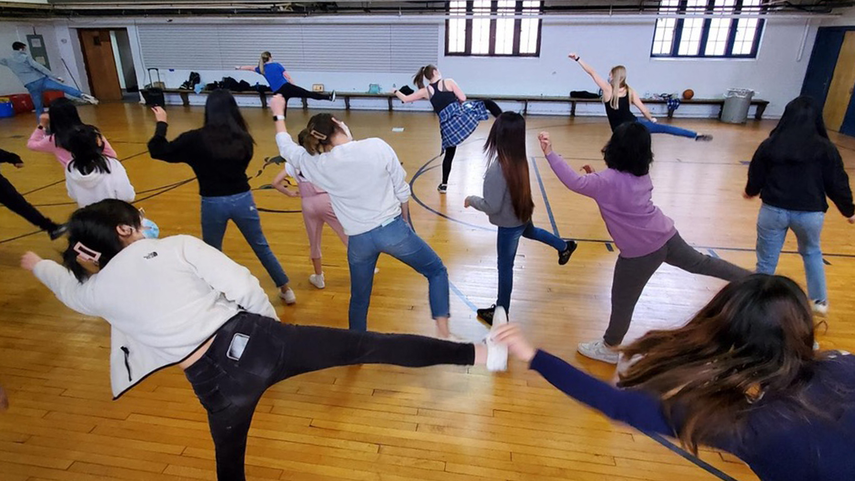 A group of students dancing