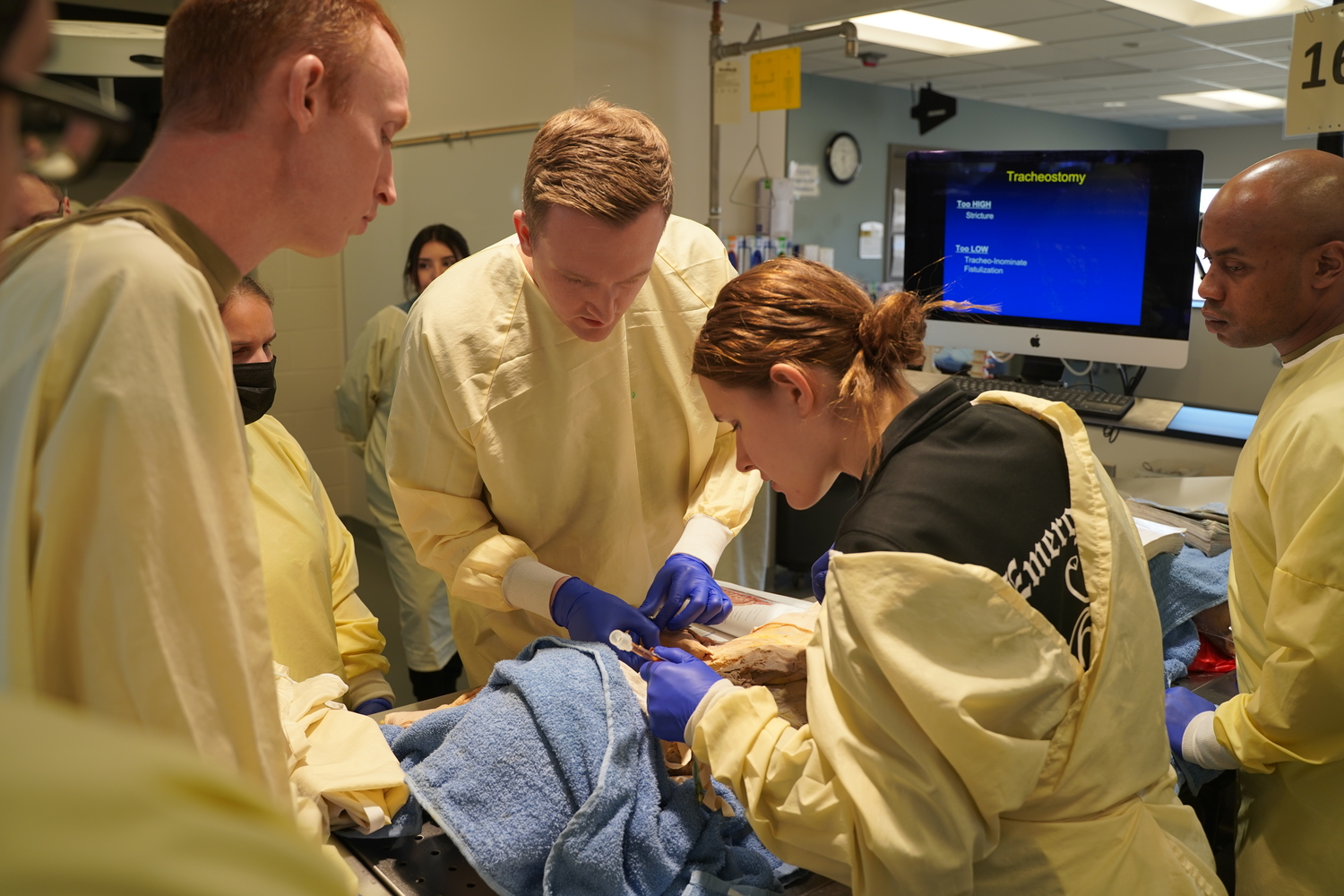 An image of military medics in OUWB's Anatomy Lab