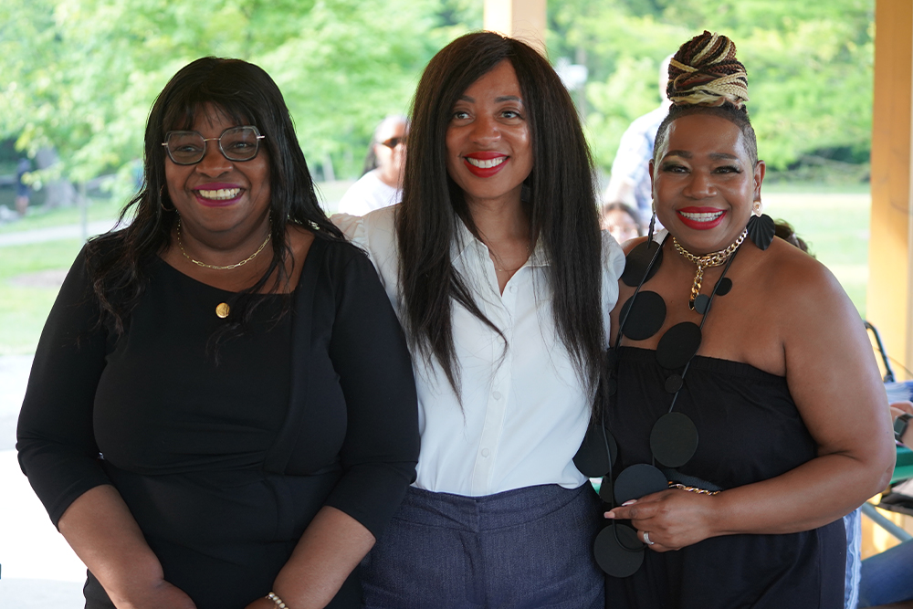 An image of all three speakers from the Juneteenth event