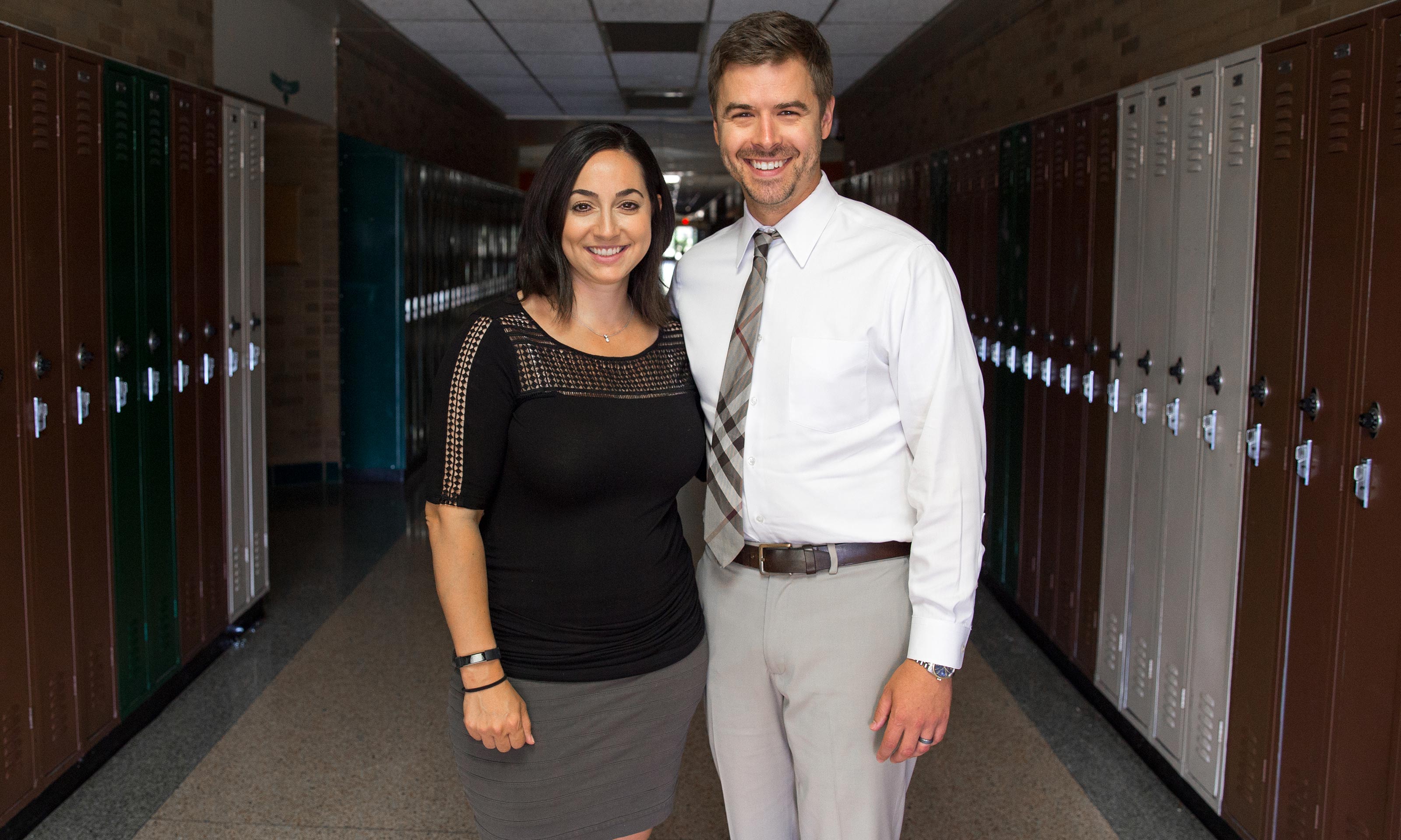 Oakland University alums Cliff and Angie Snitgen in the classroom