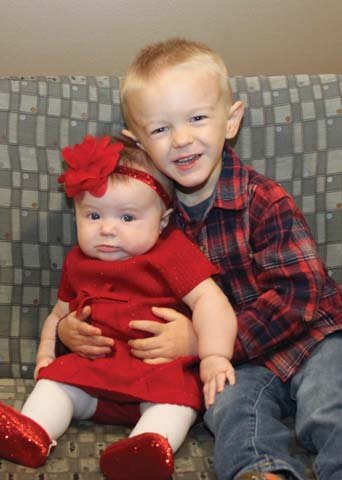 O U alumna Andrea Lewis' second child, Sydney Leigh - Pictured with her brother