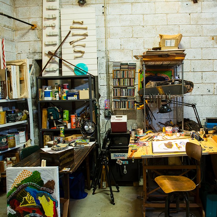 A painters workspace