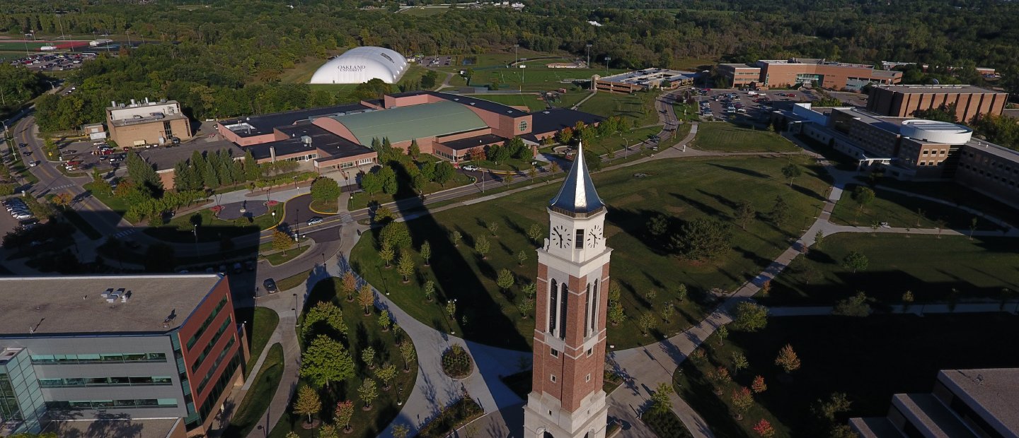 Academic Advising An aerial photo of Oakland University's campus.