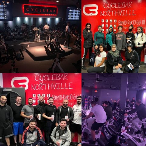 Universal Academy teachers participating in Cyclebar classes in Northville, Michigan.