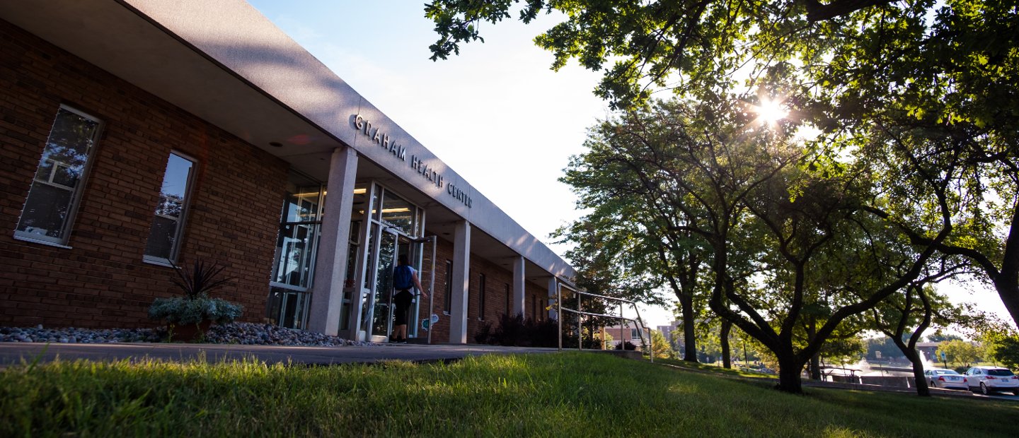 COVID-19 Vaccines and Illness Prevention The exterior of Graham Health Center on Oakland University's campus.