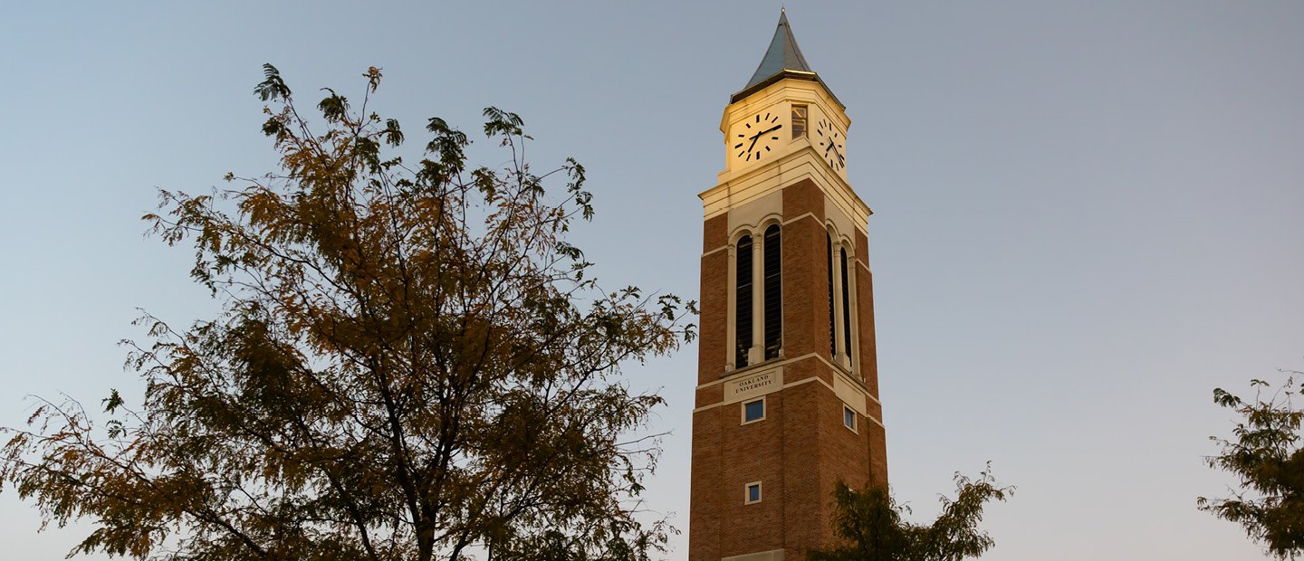 Elliott Tower on Oakland University's campus.