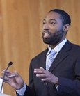 Steven D. Townsend speaking into a microphone