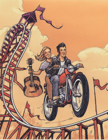 man and woman on motor bike