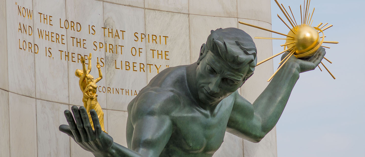 The Spirit of Detroit statue.