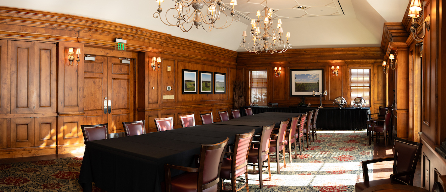 A meeting or banquet room at the Golf and Learning Center