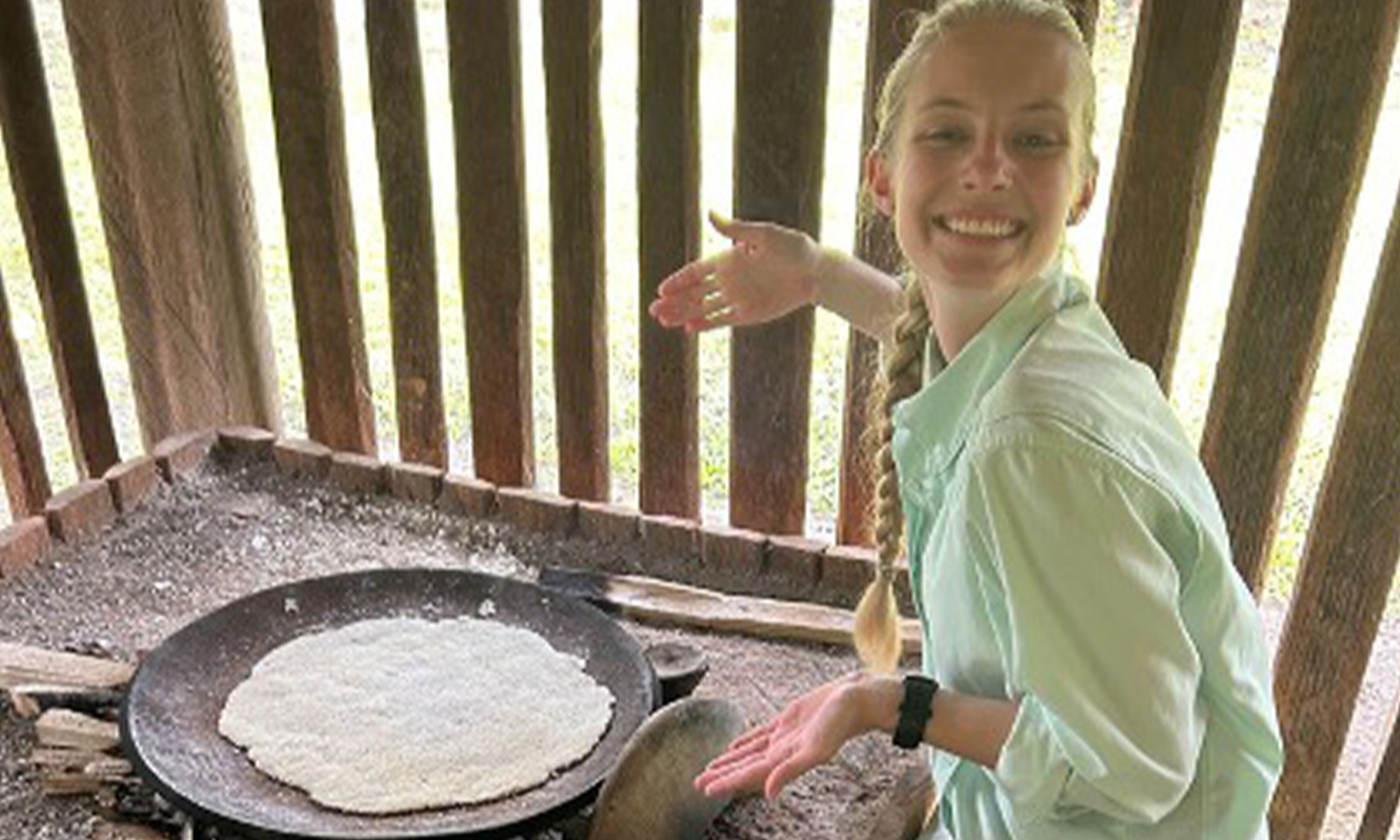 Rector and the others learned how to make Cassava bread from the cassava root in the amazon