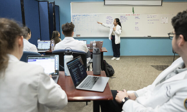 An image of a student at a whiteboard