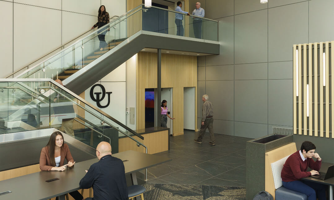 wide shot picture of the new O’Dowd Hall