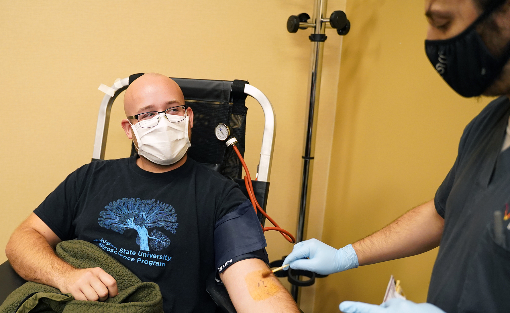 Michael Marchiori was among the donors at the Versiti blood drive