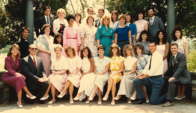 Marie pictured with the Oakland University Physical Therapy Class of 1988