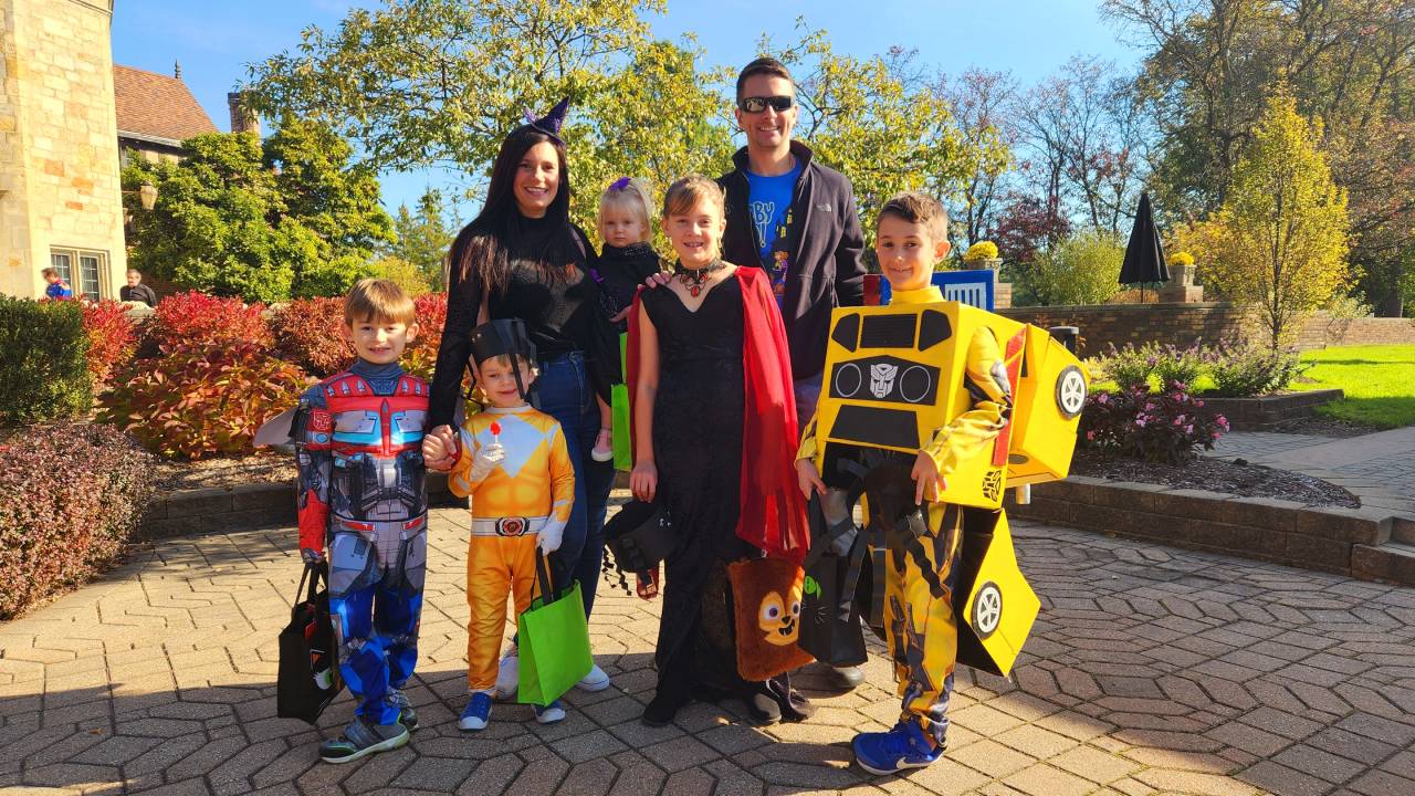 Kids dressed in halloween costumes