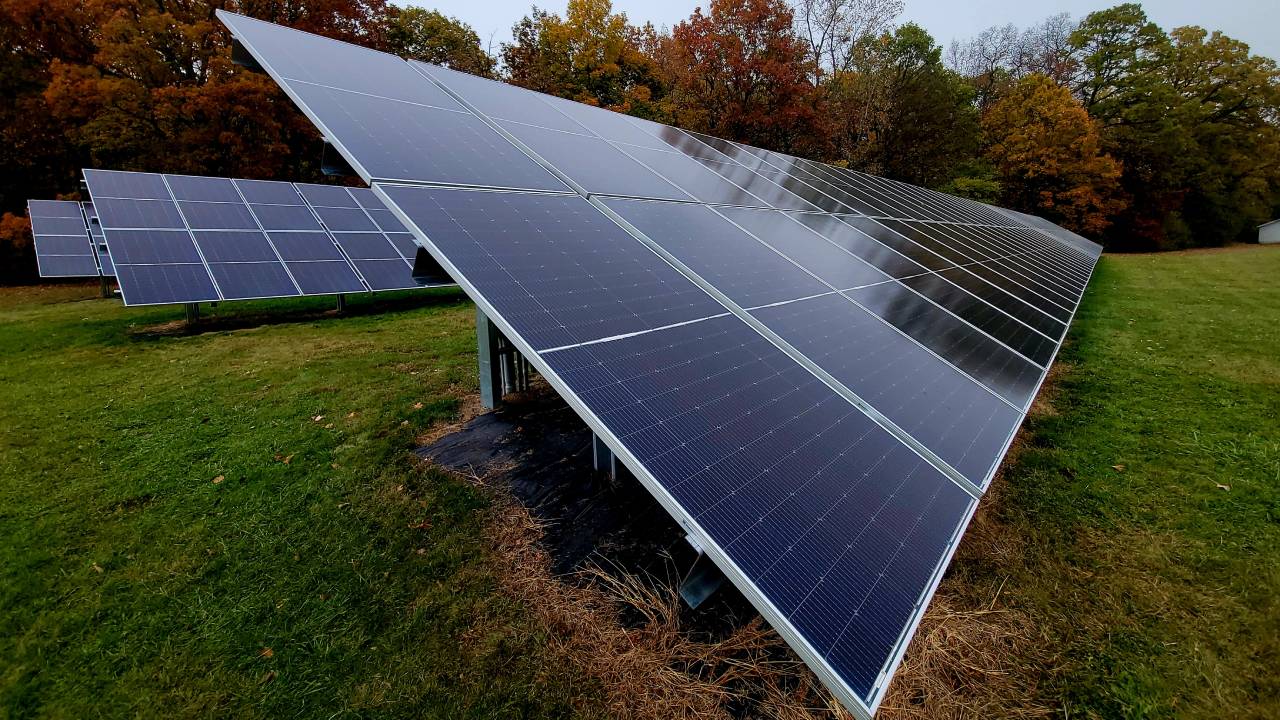 Solar panels at Sunset Terrace at Oakland University