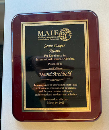 Scott Cooper Award Plaque
