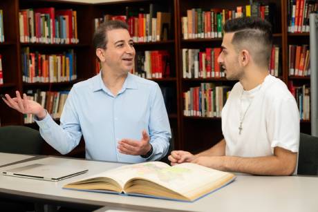 Student and teach talking