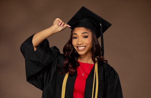 image of Anyjah Kendricks in a cap and gown