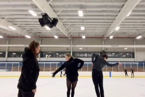 Renee Petkovski training Emilea Zingas and Vadym Kolesnik