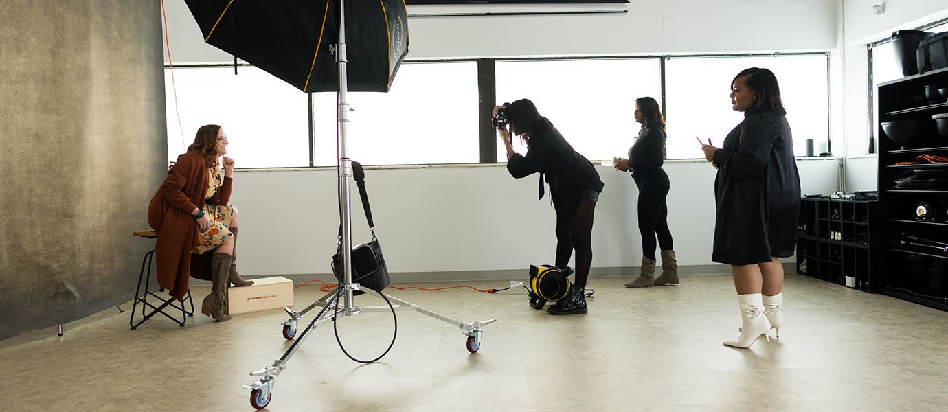 Women at a photo shoot