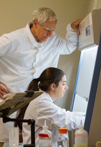 Two people working in a lab