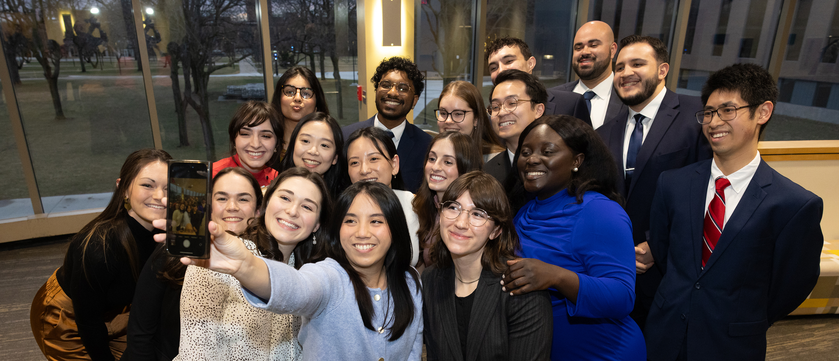 An image of OUWB students taking a selfie
