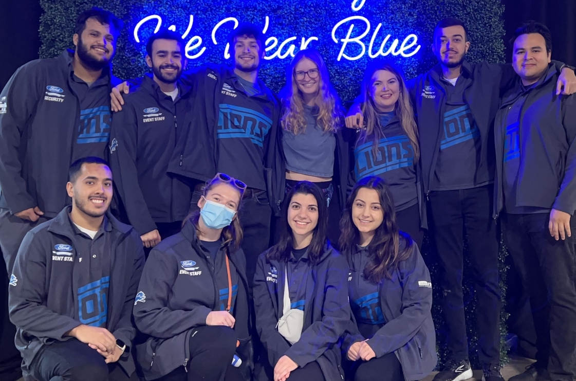 An image of volunteers at the Lions game