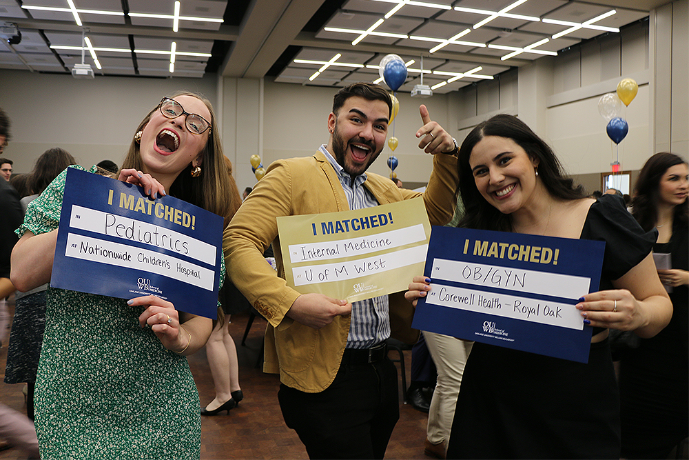 An image of students at the 2024 OUWB Match Day celebration