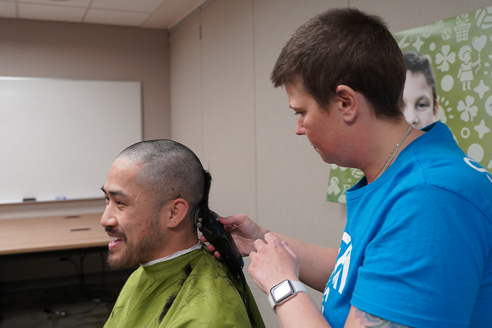 An image from the St. Baldricks event
