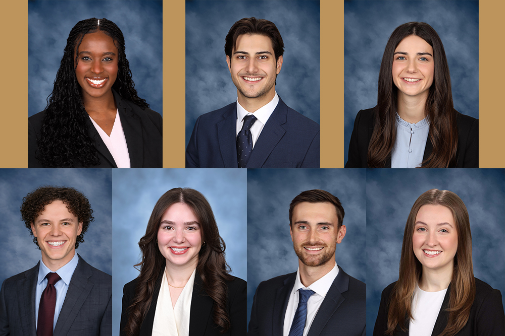 The seven students awarded for outstanding clerkships